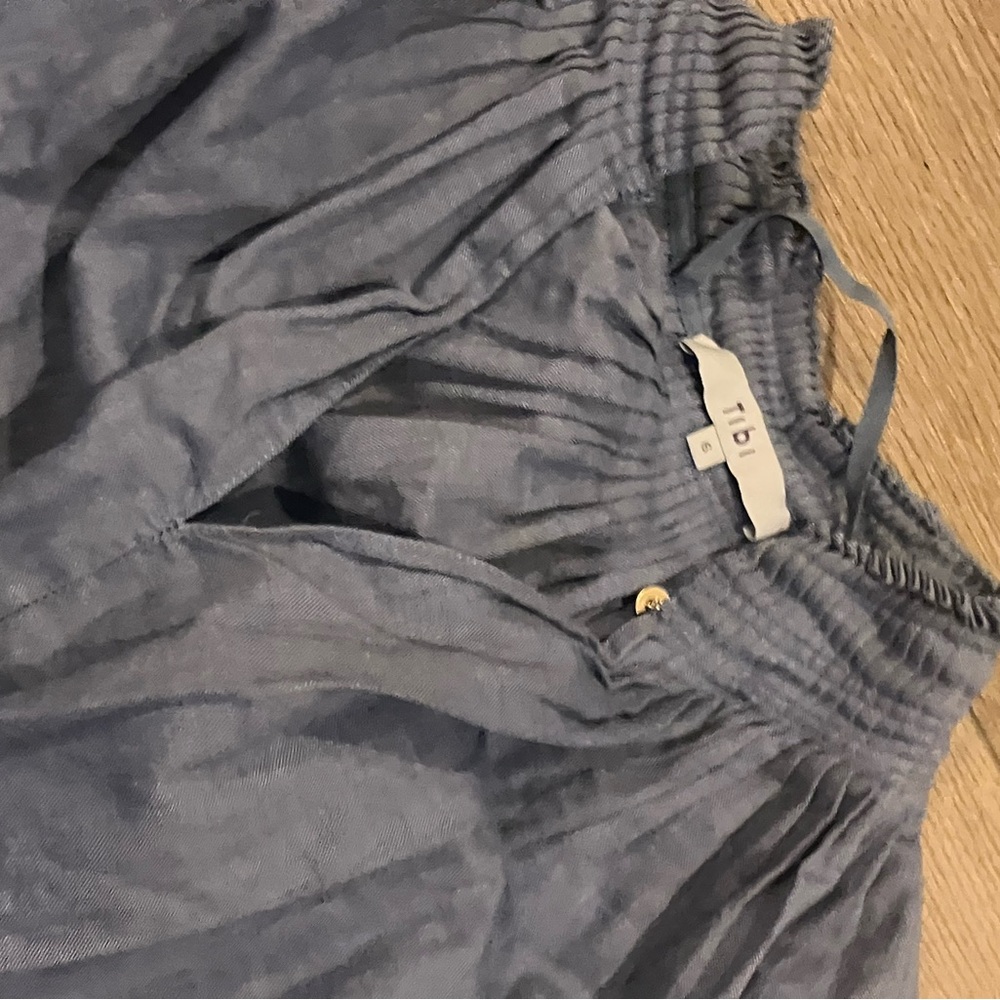 Blue Blouse with Ruched Details